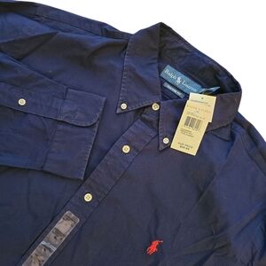 Ralph Lauren Polo Men's XL Custom Fit Long Sleeve Navy Button Down Shirt NWT
